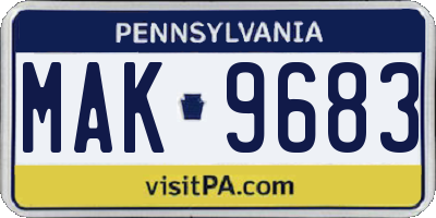 PA license plate MAK9683