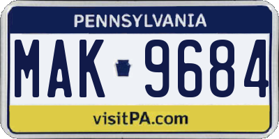 PA license plate MAK9684