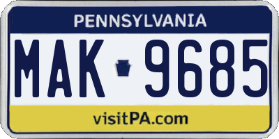 PA license plate MAK9685