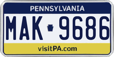 PA license plate MAK9686
