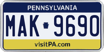 PA license plate MAK9690