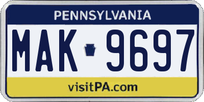 PA license plate MAK9697