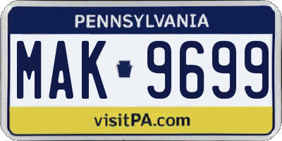 PA license plate MAK9699