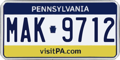 PA license plate MAK9712