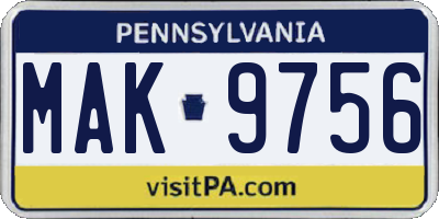 PA license plate MAK9756