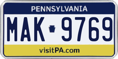 PA license plate MAK9769