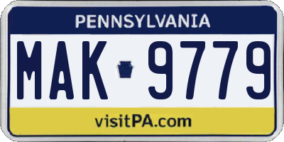 PA license plate MAK9779