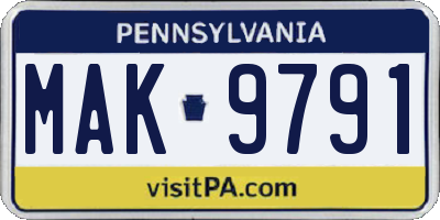PA license plate MAK9791