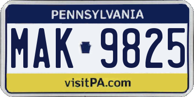 PA license plate MAK9825