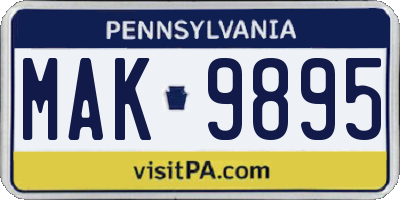 PA license plate MAK9895