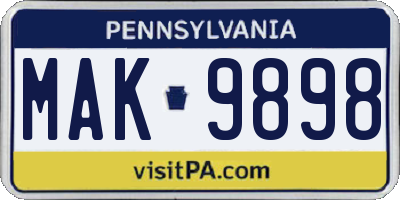 PA license plate MAK9898