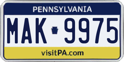 PA license plate MAK9975