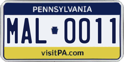 PA license plate MAL0011