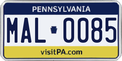 PA license plate MAL0085