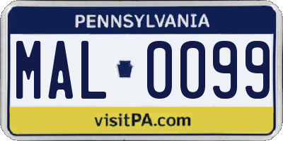 PA license plate MAL0099