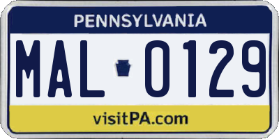 PA license plate MAL0129