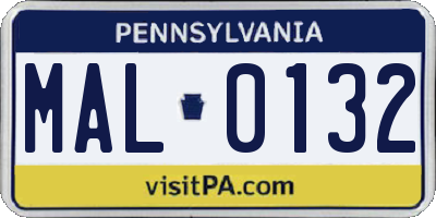 PA license plate MAL0132
