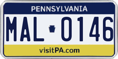 PA license plate MAL0146