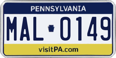 PA license plate MAL0149