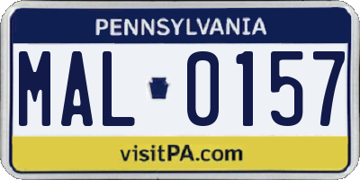 PA license plate MAL0157