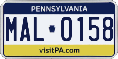 PA license plate MAL0158