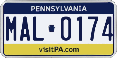 PA license plate MAL0174
