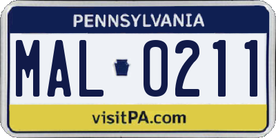 PA license plate MAL0211