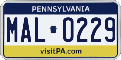 PA license plate MAL0229