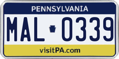 PA license plate MAL0339