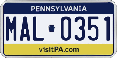 PA license plate MAL0351