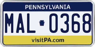 PA license plate MAL0368