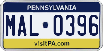 PA license plate MAL0396