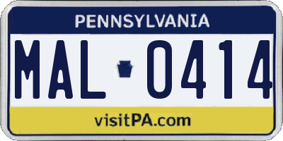 PA license plate MAL0414