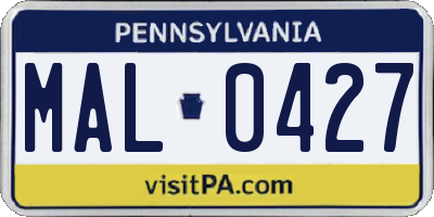PA license plate MAL0427