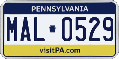 PA license plate MAL0529