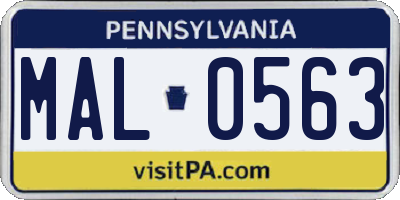 PA license plate MAL0563