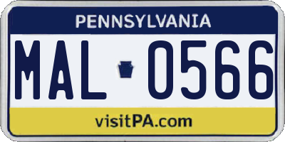 PA license plate MAL0566