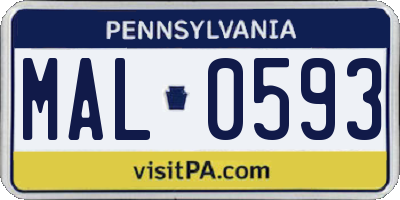 PA license plate MAL0593