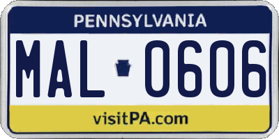 PA license plate MAL0606