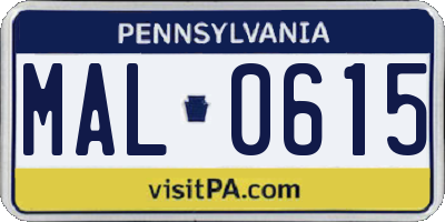 PA license plate MAL0615