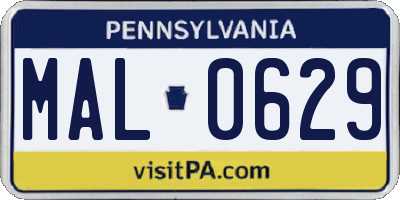 PA license plate MAL0629