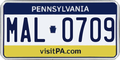 PA license plate MAL0709