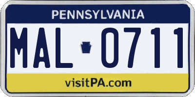 PA license plate MAL0711