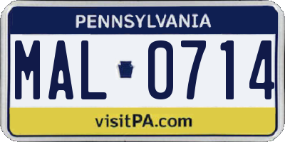 PA license plate MAL0714