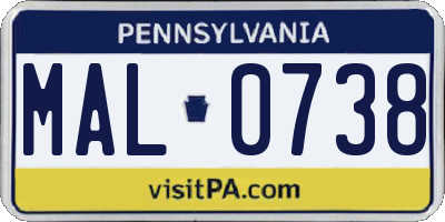 PA license plate MAL0738