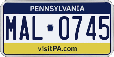 PA license plate MAL0745