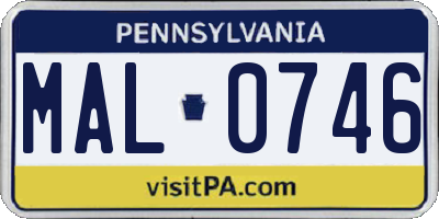PA license plate MAL0746