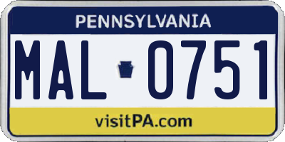 PA license plate MAL0751