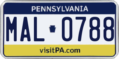 PA license plate MAL0788