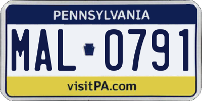 PA license plate MAL0791